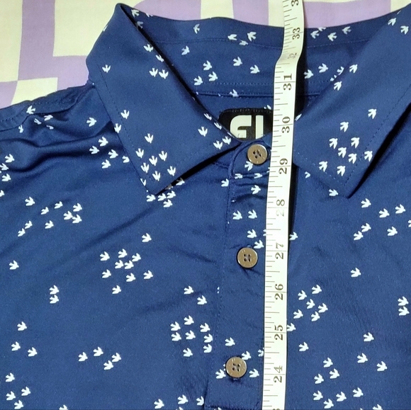 FootJoy Lisle Flock Of Birds Print Self Collar Golf Polo Shirt XL with Club Logo - Picture 7 of 8